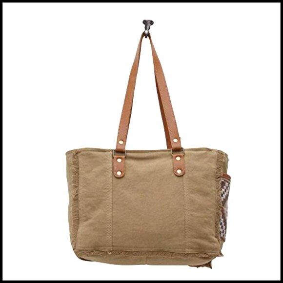 Large Canvas Leather Tote Weekender Bag Shoulder Bag Work Travel